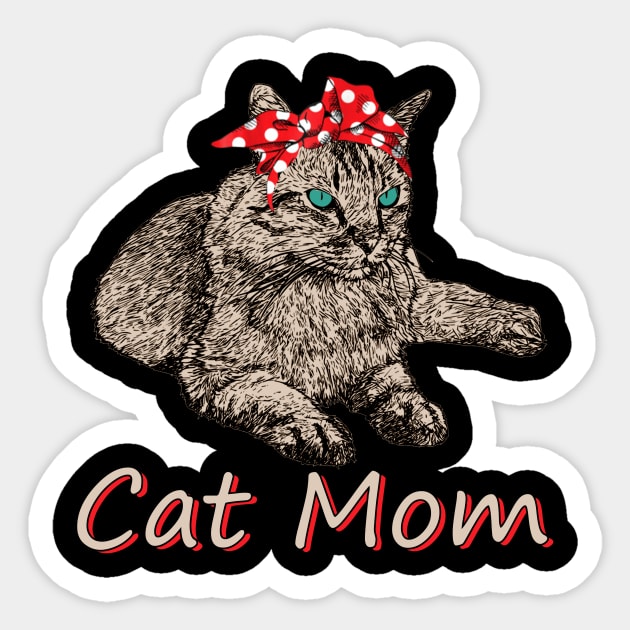 Funny Cat Mom Shirt for Cat Lovers Mothers Day Gift Sticker by Walkowiakvandersteen